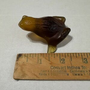 Unique Lalique Crystal Amber Jumping Frog. Rainette Model